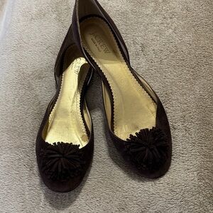 J. Crew Women's Trendy Stella Dark Brown Pom Pom Suede Loafers